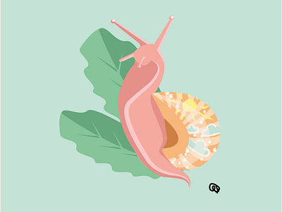 Souvenirs d'enfance, la peinture sur escargots child design draw flat illustration illustration illustrations remember salad snail sun