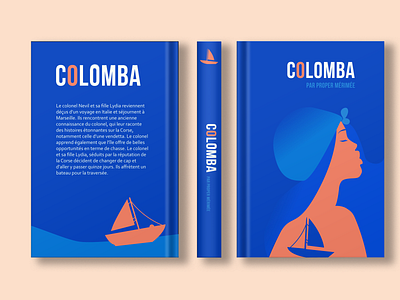 Colomba, Prosper Mérimée_Livre de poche blue boat book book cover design book design colomba design flat illustration illustrator littérature orange sea