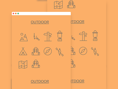 Outdoor app flat icons iconset minimal vector web