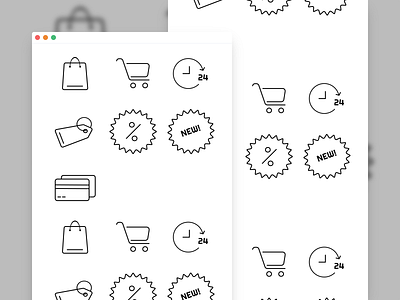 Shopping app design icon iconset illustration minimal web