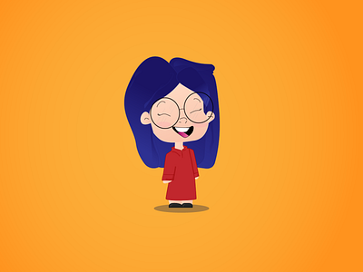 Happy Girl asian character flat illustration minimal vector web woman
