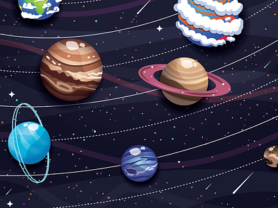 Planets for days.... galaxy hand drawn illustrator meteorites solar system stars vector