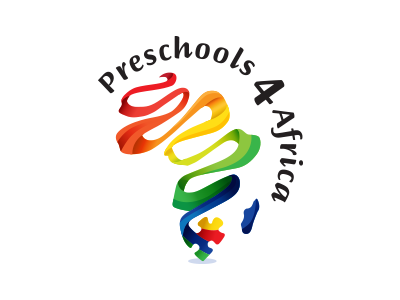 Preschools 4 Africa Logo africa branding handdrawn illustration logo puzzle piece ribbon vector