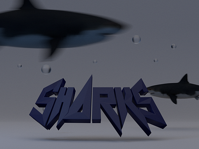 Sharks 3d 3d art 3d modeling branding design illustration