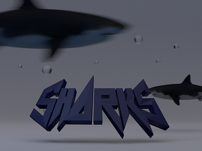 Sharks 3d 3d art 3d modeling branding design illustration