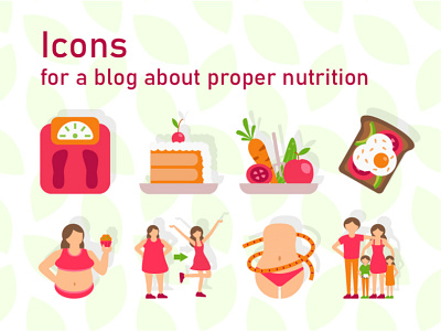Icons for a blog about proper nutrition character character design design diet flat health healthy diet healthy life icon icon design icon set icons icons design icons pack icons set illustration illustrator proper nutrition slim vector