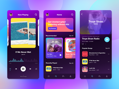 Music App | A Design Exploration design graphic design mobile app music app ui uidesign user experience user interface ux uxdesign visual design