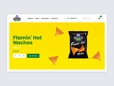 Balaji Web UI Exploration banner cart page chips e commerce header hero image homepage landing page latest design mordern nachos product restaurant trend ui ui design ui trend ui ux web design web layout