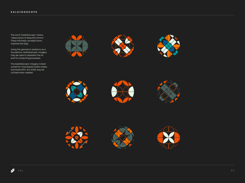 Kaleidoscope Variations ai brand guide branding circles geometric kaleidoscope logo procedural visualization