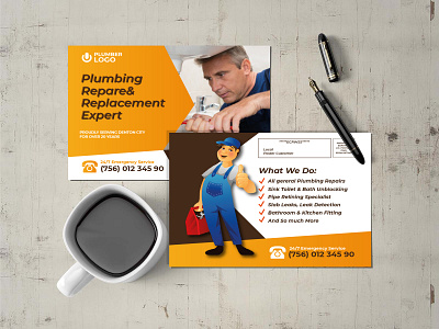 Plumber EDDM Postcard advertising eddm postcard graphic design plumber plumber service postcard template print design