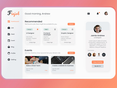 Finjob Website - Job Finder dashboard design job layout linkedin uidesign webdesign