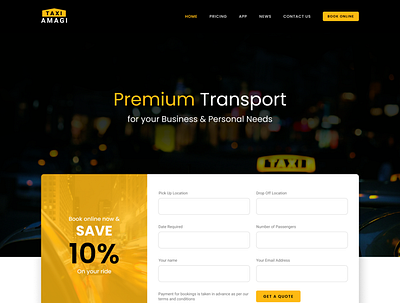 Amagi Taxi demo template on Figma debut design web