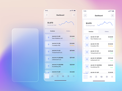 Glass-morphism app design figma minimal ui ux vector web