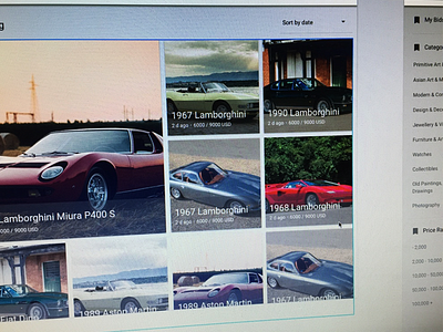 WIP Auction Grid - Material Design auction cars desktop material