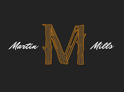 Martin Mills branch brand brand design branding carpenter carpentry design logo mills orange trunk vector wood wood working woodworker