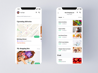 GoMrkt: Concept Grocery Delivery App UI (pt 2) app design application colorful delivery app food green grocery app horizontal scroll ios ios app ios app design ios ui iphone x list ui list view mobile app mobile app design mobile apps mobile ui shopping list