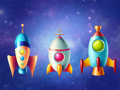 Rockets cartoon colorful game rocket ui