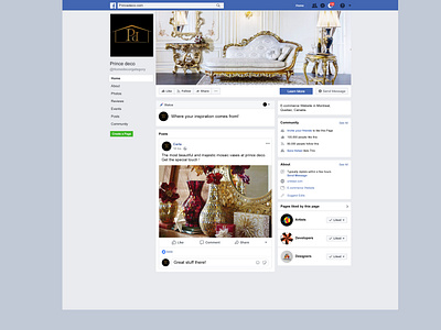 Facebook Page for Decor company