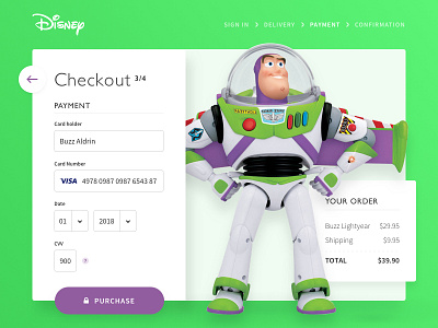 Daily UI #002 Credit Card Checkout buzz card checkout concept credit card disnye lightyear payment ui ux