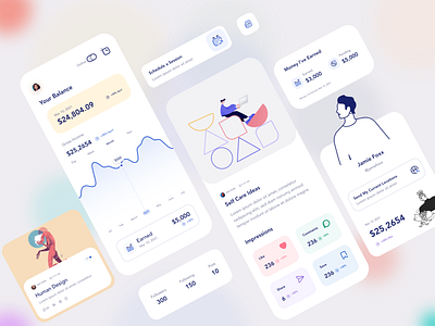 App UI android app balance blog card clean design flat ios minimal post profile ui user ux