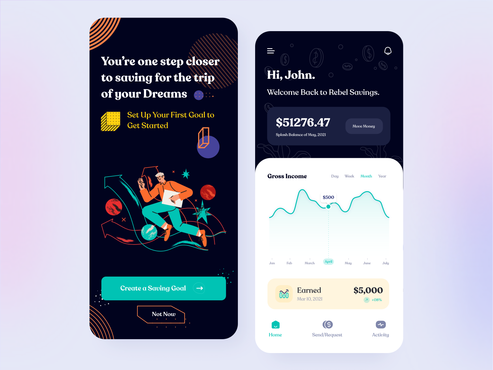 Mobile App UI - Banking banking banking app bankingapp clean design digital payments financial app flat illustration invest minimal mobile banking payment payment app payments saving goals ui ux wallet