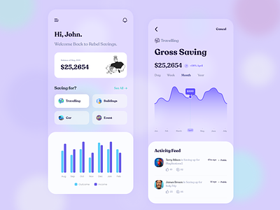 Mobile App UI | Banking appale banking banking app clean digital payments financial app flat illustration invest ios minimal mobile banking payment app payments saving goals ui ux wallet