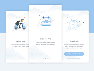Travel Onboarding screen android app broadcast explainer graphics illustrations intro ios onboarding registration signup interaction design travel ui ux