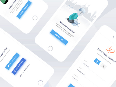 Qur'an Login App app clean flat light log in minimal quran sign in ui ux white