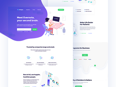 Startup || Landing Page agency business clean colour flat landing page minimal software house startup trend ui ux