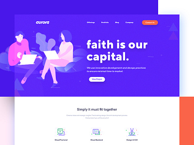 Aurora || Agency Landing Page agency business clean color flat landing page minimal software house startup trend uiux