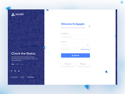 Appgile Login Panel check color interface login minimal panel signup sketch ui ux