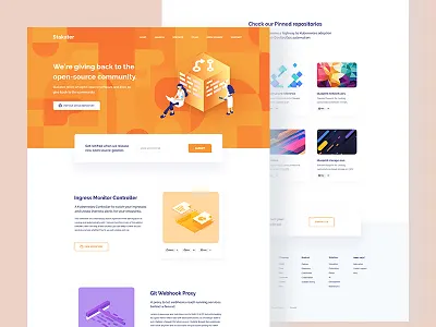 Stakater || Open Source Page agency business clean contributions flat github landing page minimal open source repository software house trend