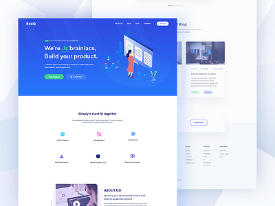 redQ || Agency Landing Page agency business clean color flat landing page minimal software house startup trend uiux