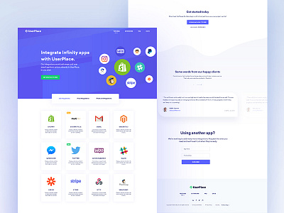 Userplace || integrations page agency business clean color flat integrations membership minimal plugin software house subscription uiux