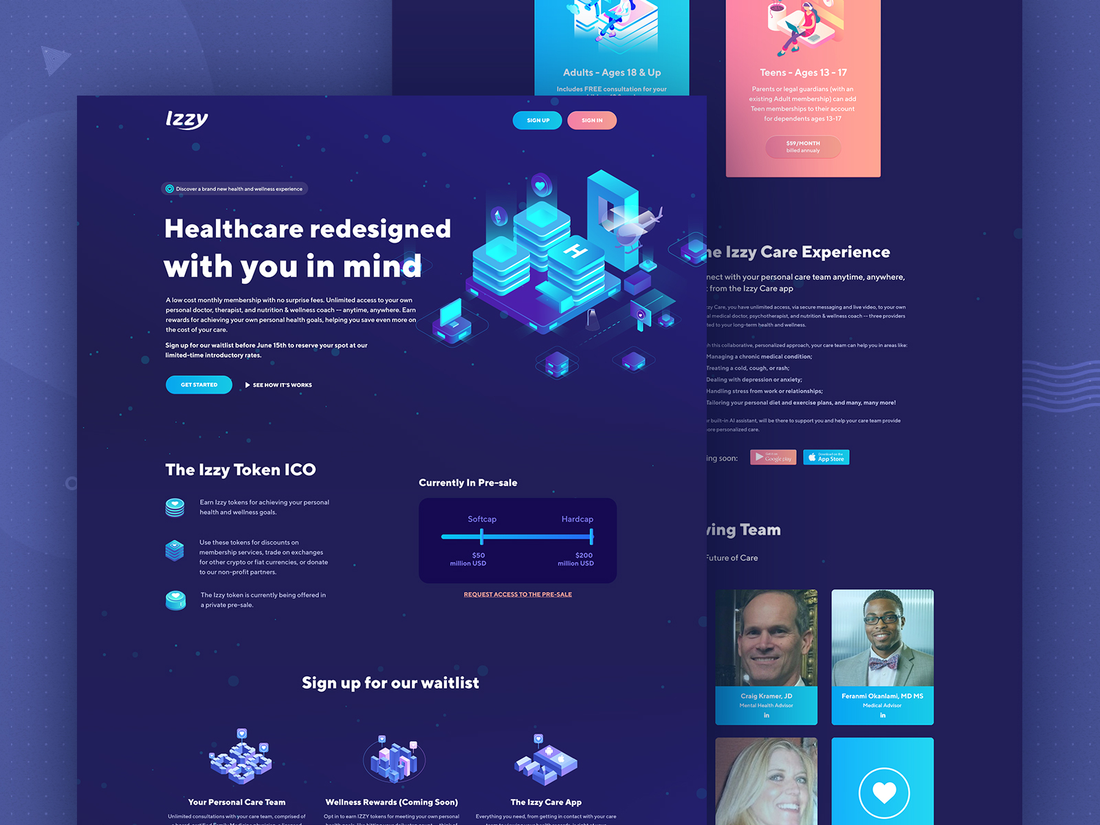 izzycare -- Landing Page agency bitcoin cash coin color crypto crypto currency crypto wallet cryptocurrency currency currency converter illustration landing page token