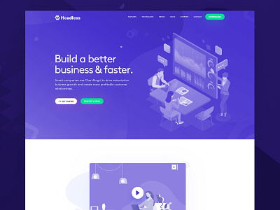 Headless || Landing Page agency branding business clean clean creative colorful design illustration landing page minimal software house startup trend typography uidesign ux vector web website website builder