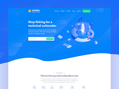 Aurora || Agency Landing Page agency business clean color design flat illustration landing landing page minimal software house startup trend typography ui uiux web website