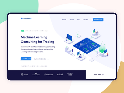 Artificial Intelligence || Landing page business clean flat illustration landing page machine learning minimal software development software house startup ui ux