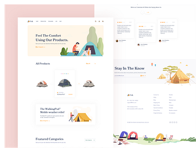 Folk Tents || Landing Page agency card clean ecommerce ecommerce shop flat illustration illustration art landing page minimal sales sport sports ui ux web design