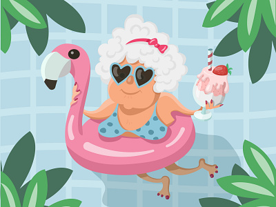 Old Lady in a Swimming Pool