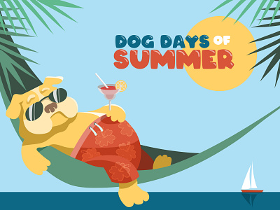 Dog Days of Summer cartoon cute design illustration kids summer vacation vector