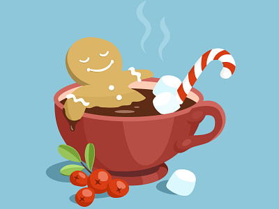 Gingerbread Man in a Cup with Hot Chocolate