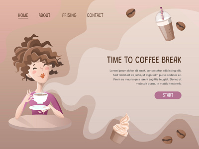 Time for Coffee Break cartoon coffee cute design dribbbleweeklywarmup illustration illustrator vector web
