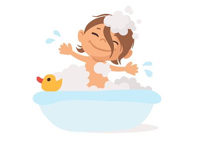 It's Bath Time baby bath cartoon cute design illustration illustrator kids vector
