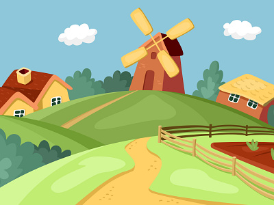 Rural Landscape branding cartoon cute design illustration illustrator landscape rural landscape vector