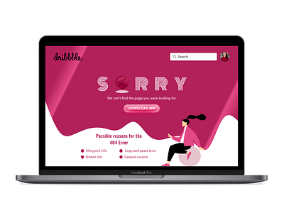 Dribbble 404 Web Page Design #DailyUI 08