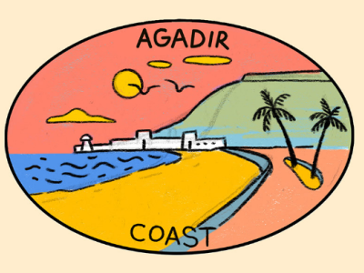 Agadir coast - Sticker art design drawing illustration sticker