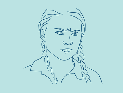 Greta Thunberg Illustration art blue drawing graphic design illustration line drawing minimal portrait portrait illustration vector
