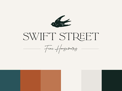 Swift Street Primary Logo bird branding branding design design graphic design illustration illustrator logo logo design minimal typography vector warm tones