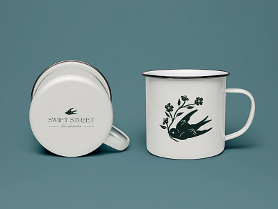 Swift Street Branded Mug bird branding branding design graphic design icon illustration illustrator logo logo design minimal